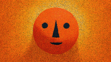Abstract Orange and Red Dotted Smiling Face Art