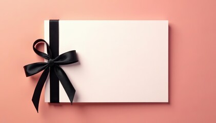 Minimalist design of empty paper card with black ribbons for special occasion, elegant, chic