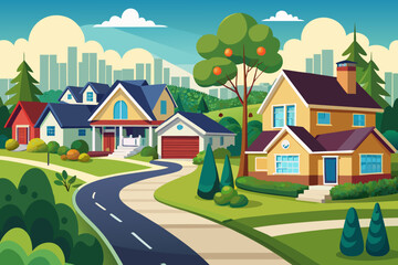 rural landscape with houses