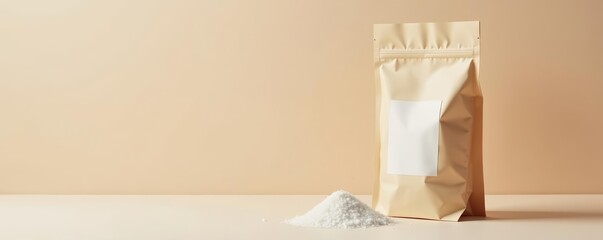 Minimalist design of salt packaging in blank paper bag, product, isolated