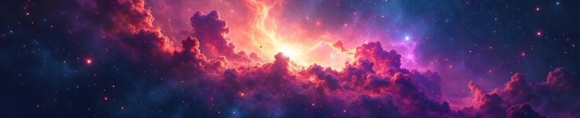 Naklejka premium Vibrant Nebula Swirls in Deep Space A High-Resolution Cosmic Spectacle Perfect for Science Fiction, Fantasy, and Astronomy Projects