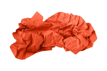 Red crumpled paper isolated on transparent background
