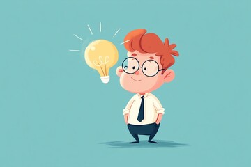 An image of cute business man got an idea