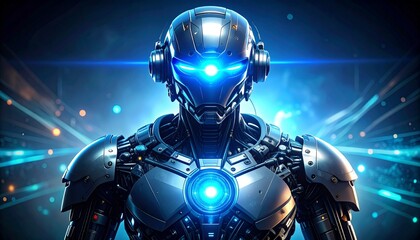 AI-Powered Robot Standing in Modern Space