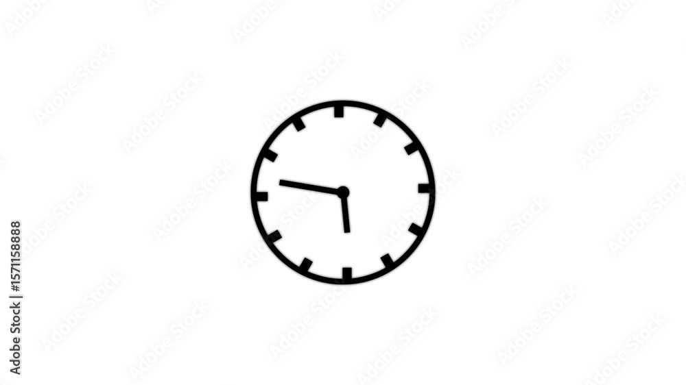 Poster abstract spinning clock icon and looping arrows 24 hour day fast speed on white background.