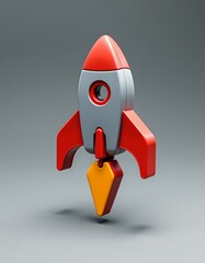 puzzle piece, rocket icon, startup launch theme, 3d modern style, tilted angle with strong shadows