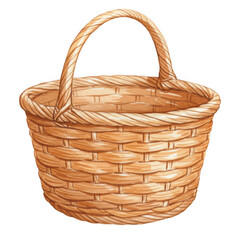 Obraz premium Woven basket with handle isolated on transparent background