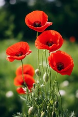 Fototapeta premium Red poppies flowers in the field