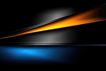 Fototapeta premium Abstract design with layered lines of orange, grey, and blue on a black background