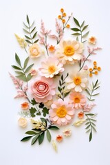 Pattern flowers on white background