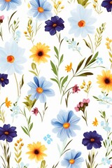 Pattern flowers on white background