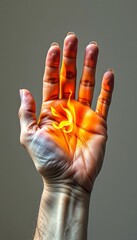 fingers hovering over flame icon, intense pressure at work, symbolic representation