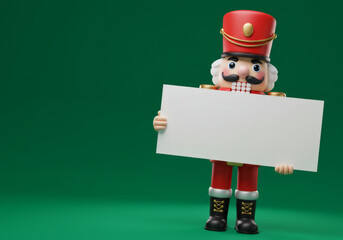 Naklejka premium Toy Nutcracker Holding Wide Blank Sign