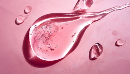 hyaluronic acid serum texture light pink liquid gel beauty cream swatch cosmetic skin care product close up