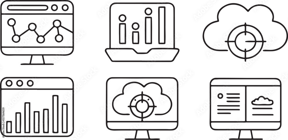 Poster startup and saas tools icon set, includes api integration, dashboard, feedback form, subscription pl