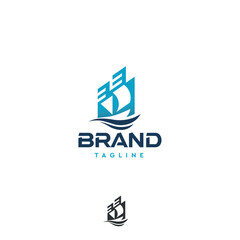Yacht building port ship vector logo