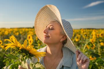 Finding Serenity and Peace in a Beautiful Sunflower Field Embracing Natures Radiant Beauty