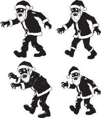 Zombie Santa Walking With Arms Forward Cartoon silhouette