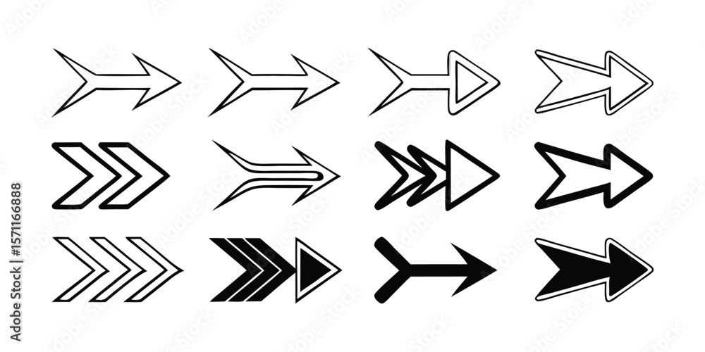 Aufkleber comprehensive collection of black arrow icons a versatile set for web design and user interface proj