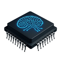 Neural Chip    Advanced Microchip Design Mimicking Brain Functionality for Smart Technology Applications Isolated on transparent background