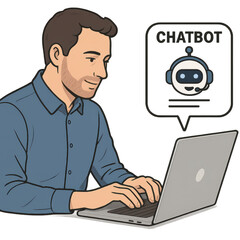 Chatbot Interaction    Engaging with a Chatbot. Exploring AI Communication in Modern Technology Isolated on transparent background