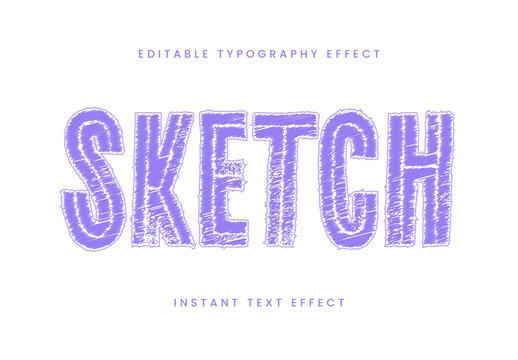 Purple Scribble Sketch Font Crayon Hand Drawn Doodle Texture Text Effect