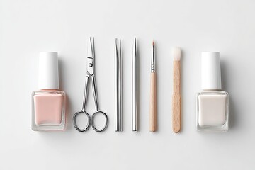 Nail care tools arranged neatly, showcasing minimalist aesthetic