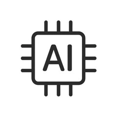 AI Chip Design    Modern Microchip Symbolizing the Advancements in Artificial Intelligence Technology and Computing Power. Isolated on transparent background
