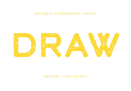 Yellow Crayon Sketch Font Rough Scribble Artistic Text Effect
