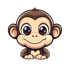 Obraz premium Adorable Cartoon Baby Monkey with Big Eyes: Perfect for Children's Products, Prints, and Logos