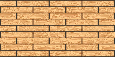 Fototapeta premium Background of wood panels with even laying, light brown board with expressive wood pattern. Wood texture with smooth wavy lines. Ideal for interiors, design and presentations.