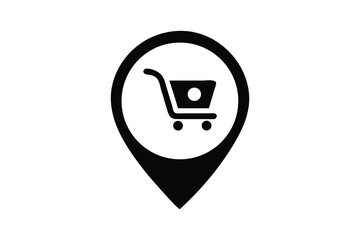 Location Map with Shopping Cart Icon