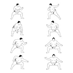 Sumo Illustration Character Cartoon Art Simple Line Art Collection 
