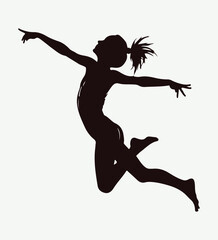 silhouette of jumping girl