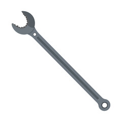 Vector illustration of an adjustable gas wrench isolated on white background, professional plumber’s hand tool for pipe fitting, plumbing repair, maintenance, construction work, handyman use,