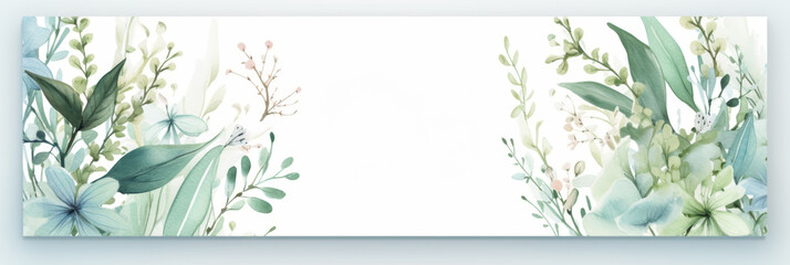 Template with flowers and leaves for invitation or postcard
