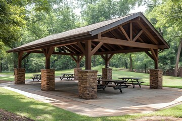 Park Pavilion with Picnic Tables