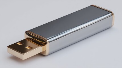 Modern, metallic flash drive