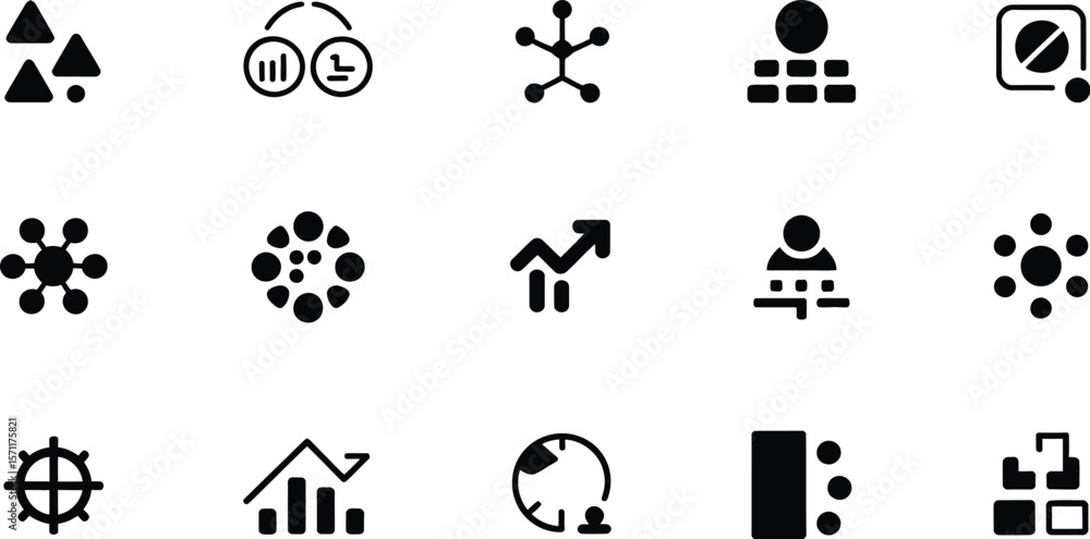 Poster a collection of black icons showing data analysis