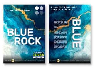 Blue rock vector illustration Brochure template, Poster, Modern flyer Covers,  background, Magazines, design, book, modern, annual, corporate, creative, business, banner, luxury textile art business