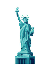 The Statue of Liberty flat cartoon isolated on white background. Vector illustration