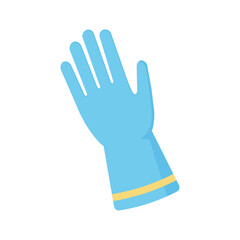 Vector illustration of a single rubber plumbing glove isolated on white background, durable protective handwear for plumbing repair, maintenance, construction work, handyman safety, labor day 