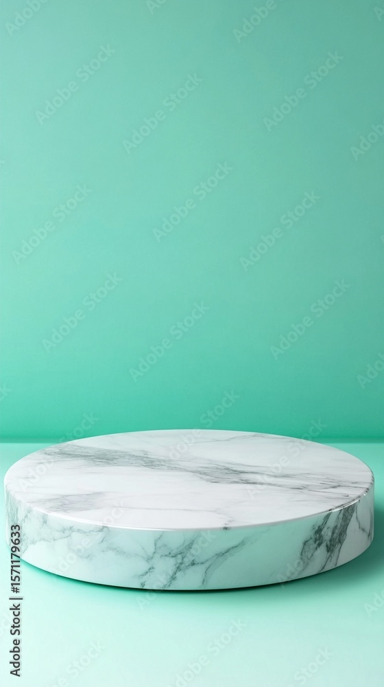 Aufkleber elegant marble podium standing on mint green background, creating a minimalist and sophisticated pro