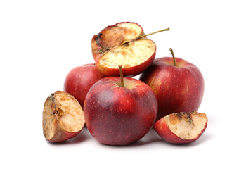 Spoiled apple and good ones isolated on white