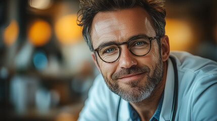 Smiling Male Doctor in White Coat