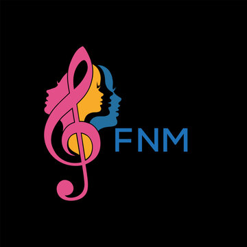 FNM "Colorful Female Silhouettes with Treble Clef Music Symbol on Black Background &ndash; FNM Later Logo, Empowerment, Diversity & Art Concept"
