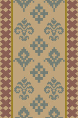 Ethnic Abstract Orange. Seamless pattern in tribal, folk embroidery, and Mexican style. 