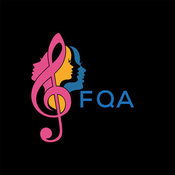 FQA "Colorful Female Silhouettes with Treble Clef Music Symbol on Black Background &ndash; FQA Later Logo, Empowerment, Diversity & Art Concept"

