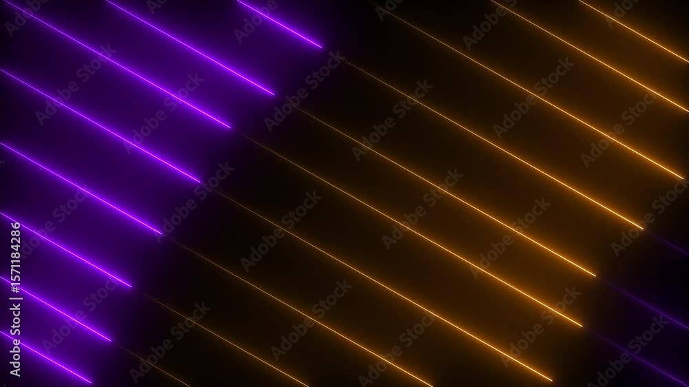 Poster abstract red neon lights animated on a dark background. abstraction neon lines moving down screen sa