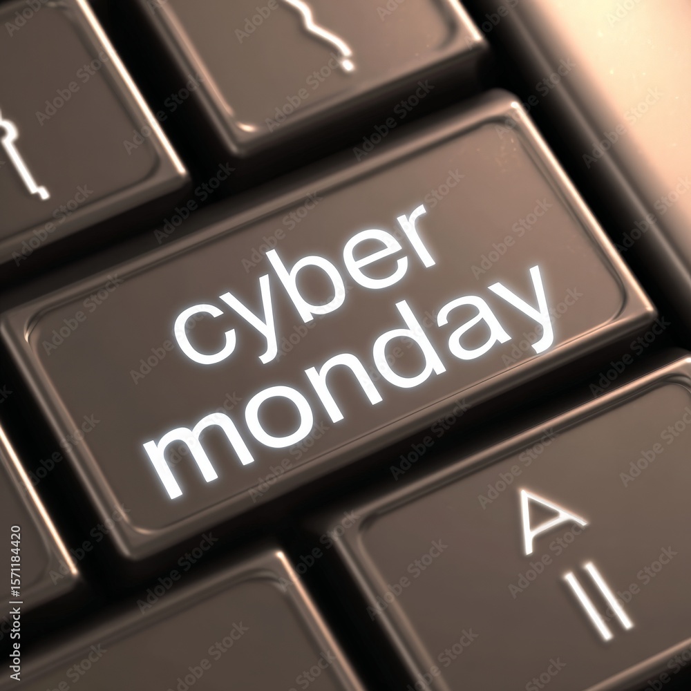 Fototapete Cyber Monday key on a computer keyboard. Close-up.